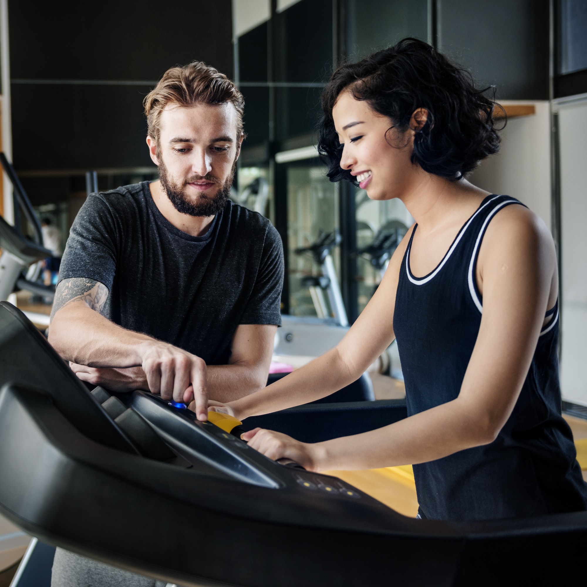treadmill active fitness sport workout training concept